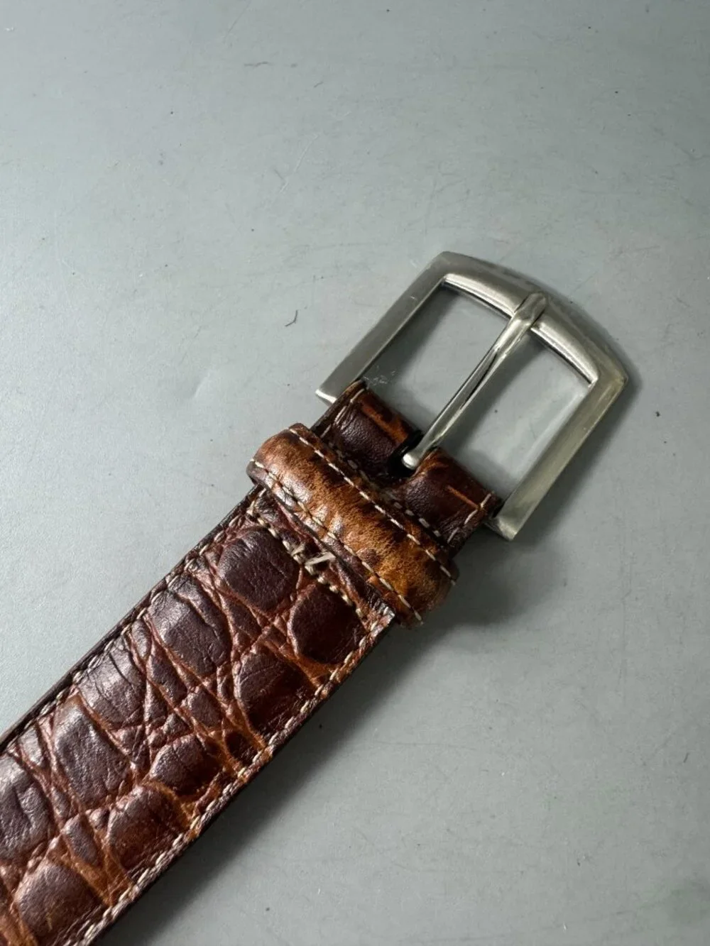 Authenitc Martin Dingman Crocodile Grain Italian Calfskin Men's Belt, Size 95/38